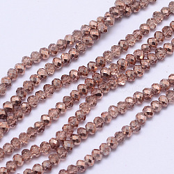 Faceted Rondelle Transparent Painted Glass Beads Strands, Dark Salmon, 4x3mm, Hole: 1mm, about 125pcs/strand, 15 inch(DGLA-J001-C13-4mm)
