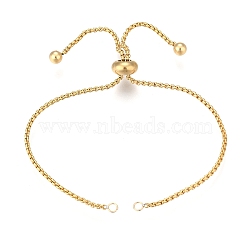 Adjustable 304 Stainless Steel Bracelet Making, Slider Bracelets, for DIY Jewelry Craft Supplies, Golden, Total Length: 9 inch(23cm), 1.5mm, Hole: 2mm(X-STAS-G169-01G-A)