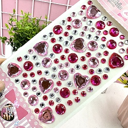 Acrylic Rhinestone Stickers, Gems Crystal Decorative Decals for Kid's Art Craft, Heart, Dark Red, 225x100mm(PW-WG57661-02)
