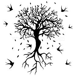 PVC Wall Stickers, for Home Living Room Bedroom Decoration, Black, Tree Pattern, 900x350mm(DIY-WH0377-159)