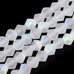 Imitate Austrian Crystal Bicone Frosted Glass Beads Strands, Grade AA, Faceted, Clear, 2x2.5mm, Hole: 0.7mm, about 162~185pcs/strand, 12.76~14.61(32.4cm~37.1)(GLAA-F029-TM2mm-A13)