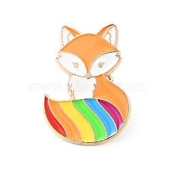 Colorful Animal Enamel Pin, Gold Plated Alloy Badge for Backpack Clothes, Fox Pattern, 29.5x21x1.5mm(JEWB-J005-13C-KCG)