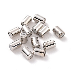 Brass Beads, with Rubber, Slider Beads, Column, Platinum, 8x5mm, Hole: 2mm(KK-WH0052-01A)