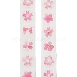 Self Adhesive Paper Stickers,  Flower Sticker Labels, Gift Tag Stickers, Pink, 25mm 500pcs/roll(DIY-R084-10)