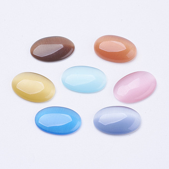 Cat Eye Cabochons, Oval, Mixed Color, 18x13x3.5mm