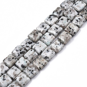 Natural Sesame Jasper Beads Strands, Square, 14x14x5.5mm, Hole: 1.2mm, about 28pcs/strand, 15.16 inch~15.35 inch(38.5~39cm)