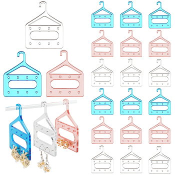 Elite 24Pcs 3 Colors 8-Hole Mini Acrylic Earring Hanger, Earring Display Accessories, for Earring Organizer Holder, Mixed Color, 6.9x5.45x0.3cm, Hole: 2mm, 8pcs/color