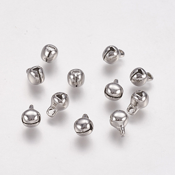 304 Stainless Steel Bell charms, Stainless Steel Color, 9x6mm, Hole: 1.5mm