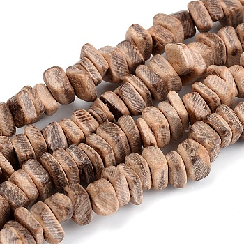 Coconut Beads Strands, Square Heishi Beads, Camel, 6~8x2~6mm, Hole: 1.6mm, about 110pcs/Strand, 15.75 inch(40cm)