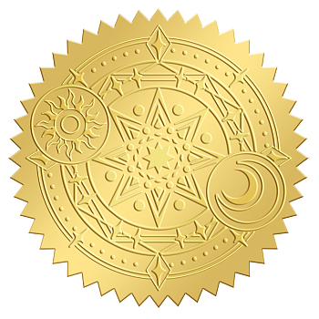 Self Adhesive Gold Foil Embossed Stickers, Medal Decoration Sticker, Magic Circle, 5x5cm