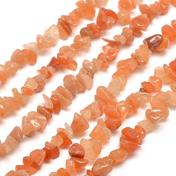 Natural Red Aventurine Chip Bead Strands, 5~8x5~8mm, Hole: 1mm, about 31.5 inch
