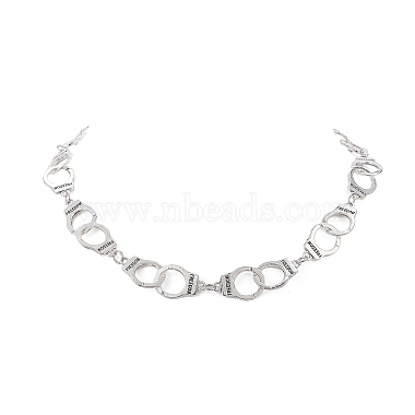 Tibetan Style Alloy Handcuff with Freedom Link Chain Necklaces for Men Women(NJEW-JN04279)-3