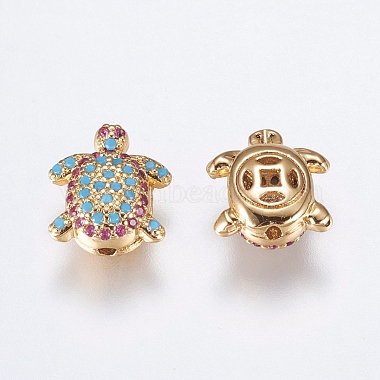 12mm Tortoise Brass+Cubic Zirconia Beads