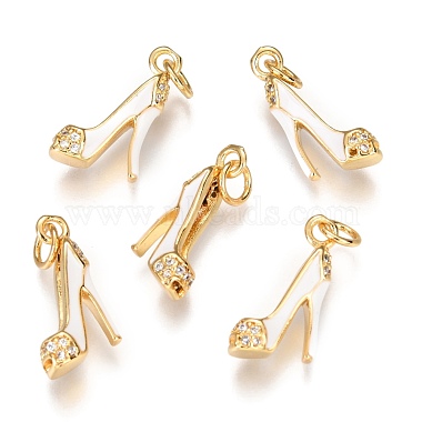 Real 18K Gold Plated White Shoes Brass+Cubic Zirconia Pendants