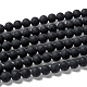 Grade A Round Frosted Natural Black Agate Beads Strands(X-G447-4)-1