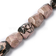 Natural Rhodonite Beads Strands, Faceted, Nuggets, 16~17x11~13x11~13mm, Hole: 1.5mm, about 13pcs/strand, 8.46~8.58 inch(21.5~21.8cm)(G-F743-04G)