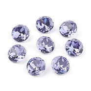 Pointed Back & Back Plated K9 Glass Rhinestone Cabochons, Grade A, Faceted, Flat Round, Tanzanite, 8x4.5mm(RGLA-J012-8mm-539)