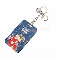 Christmas Themed Plastic Keychain Card Sleeve, with Keychain Clasp and Bell, for Bus Pass Work Badge Card Holders, Christmas Socking, 110x70mm(XMAS-PW0001-274D)