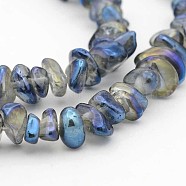 Natural Electroplated Quartz Crystal Beads Strands, Chips, Blue Plated, 5~11x4~7x2~5mm, Hole: 1mm, 15 inch(G-F207-02)