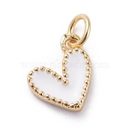 Enamel Charms, with Brass Findings, Heart, Real 18k Gold Plated, White, 9x7x2.5mm, Hole: 2.5mm(KK-G363-54G-02)