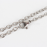 304 Stainless Steel Cable Chain Necklace Making, with Lobster Claw Clasps, Stainless Steel Color, 23.6 inch(59.9cm)(STAS-P045-02P)
