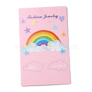 Paper Jewelry Display Cards for Necklace, Earring, Hair Clip, Rectangle with Rainbow Pattern, Pearl Pink, 13x8x0.05cm, Hole: 6mm(CDIS-F005-03)