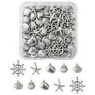 60Pcs 5 Styles Stainless Steel Charms, Starfish/Shell/Fish/Sailing Plate, Stainless Steel Color, 13~24x11~21x2~4mm, Hole: 1~1.2mm, 12pcs/style(STAS-FS0001-46)