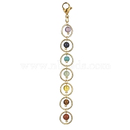 Chakra Natural & Synthetic Gemstone Pendant Decorations, with 304 Stainless Steel Lobster Claw Clasps, Round, 90mm(HJEW-TA00051)