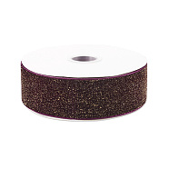 9M Sparkle Single Face Velvet Ribbon, Polyester Ribbon with Metallic Cord, for Garment Accessories, Old Rose, 1-5/8 inch(40mm), about 9.84 Yards(9m)/Roll(OCOR-TAC0034-05E)