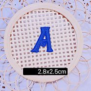 (Clearance Sale)Computerized Embroidery Cloth Self Adhesive Patches, Stick on Patch, Costume Accessories, Letter, Blue, A:28x25mm(FIND-TAC0002-02A)