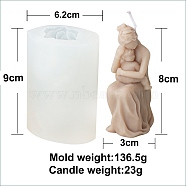 Mother's Day DIY Silicone Candle Molds, Pregnant with Child Resin Casting Molds, For UV Resin, Epoxy Resin Jewelry Making, White, 9x6.2cm(PW-WG14553-02)