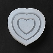 DIY Quicksand Silicone Molds, Resin Casting Molds, for UV Resin, Epoxy Resin Craft Making, Double Heart, White, 48.5x49x13mm, Inner Diameter: 39.5x39.5mm(AJEW-A031-01)