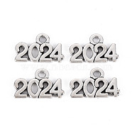 Tibetan Style Alloy Charms, Lead Free & Cadmium Free, Word 2024, Antique Silver, 9x14x1mm, Hole: 1.6mm(X-TIBE-S323-109AS-RS)