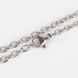 304 Stainless Steel Cable Chain Necklace Making, with Lobster Claw Clasps, Stainless Steel Color, 23.6 inch(59.9cm)(STAS-P045-02P)