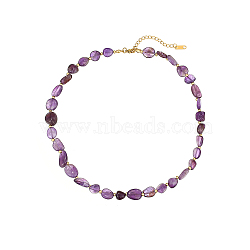 Elegant Natural Amethyst Beaded Necklaces for Women, 15.75 inch(400mm)(PA6706-1)