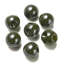 Opaque Acrylic Beads, Round Ball Bead, Top Drilled, Dark Olive Green, 19x19x19mm, Hole: 3mm(OACR-G012-01G)