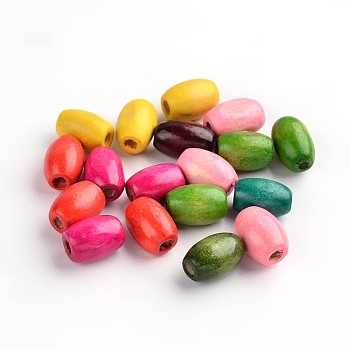 Natural Wooden Beads, Dyed, Rice, Mixed Color, about 8mm wide, 12mm long, hole: 3mm, about 4000pcs/1000g