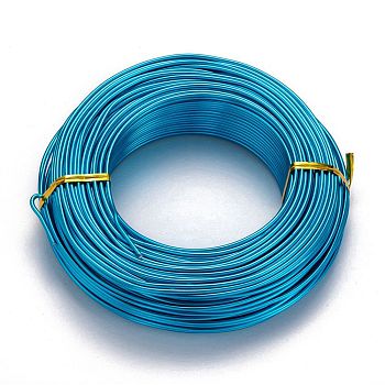 Round Aluminum Wire, Flexible Craft Wire, for Beading Jewelry Doll Craft Making, Deep Sky Blue, 12 Gauge, 2.0mm, 55m/500g(180.4 Feet/500g)