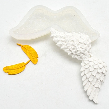 Food Grade DIY Silicone Candle Molds, For Candle Jewelry Making, Wings, White, 6x10.5cm