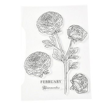 Silicone Clear Stamps, for Card Making Decoration DIY Scrapbooking, Flower Pattern, 20.5x14.5x0.3cm