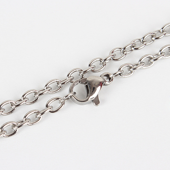304 Stainless Steel Cable Chain Necklace Making, with Lobster Claw Clasps, Stainless Steel Color, 23.6 inch(59.9cm)