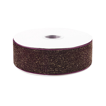 9M Sparkle Single Face Velvet Ribbon, Polyester Ribbon with Metallic Cord, for Garment Accessories, Old Rose, 1-5/8 inch(40mm), about 9.84 Yards(9m)/Roll