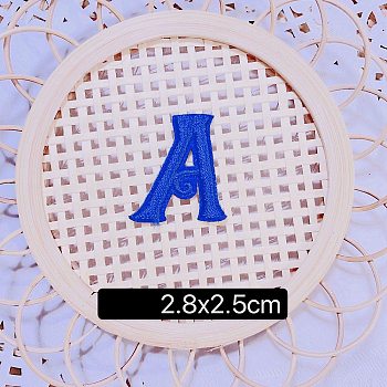 Computerized Embroidery Cloth Self Adhesive Patches, Stick on Patch, Costume Accessories, Letter, Blue, A:28x25mm