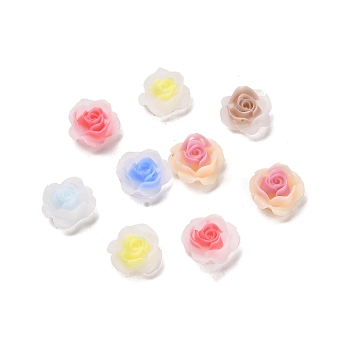 Luminous Resin Decoden Cabochons, Glow in the Dark Flower, Mixed Color, 8x8x4.5mm