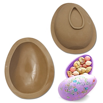 DIY Half Easter Surprise Eggs Food Grade Silicone Molds, Fondant Molds, Resin Casting Molds, for Chocolate, Candy, UV Resin & Epoxy Resin Craft Making, None Pattern, 122x98x36mm, Inner Diameter: 103x74.5mm