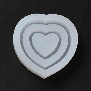 DIY Quicksand Silicone Molds, Resin Casting Molds, for UV Resin, Epoxy Resin Craft Making, Double Heart, White, 48.5x49x13mm, Inner Diameter: 39.5x39.5mm