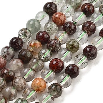 Natural Four Seasons Lodolite Quartz Beads Strands, Round, 6mm, Hole: 0.7mm, about 70pcs/strand, 16.14''(41cm)