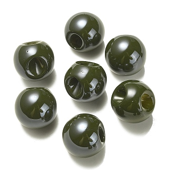 Opaque Acrylic Beads, Round Ball Bead, Top Drilled, Dark Olive Green, 19x19x19mm, Hole: 3mm