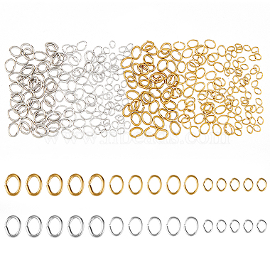 Golden & Stainless Steel Color Oval 304 Stainless Steel Open Jump Rings