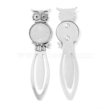 Owl Vintage Tibetan Style Alloy Bookmarks Cabochon Settings(TIBE-Q032-28AS-NR)-2